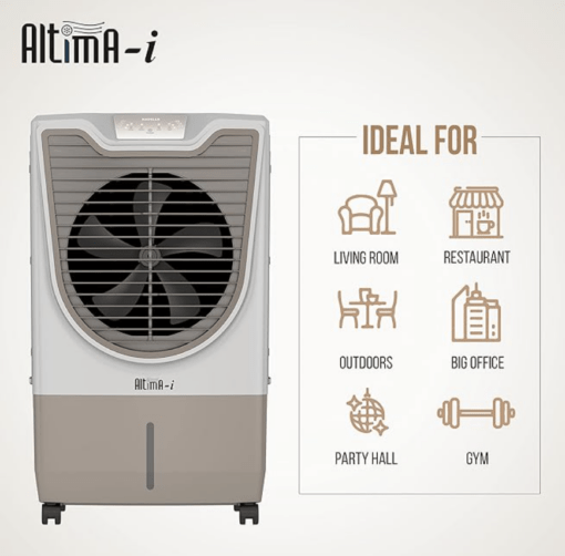 Havells Altima-i 70L Air Cooler for home | Remote Controlled | Everlast Pump | Powerful Air Delivery | Ice Chamber, Low Water Alarm | High Density Honeycomb Pads | Heavy Duty (White/Champagne Gold) - Image 4